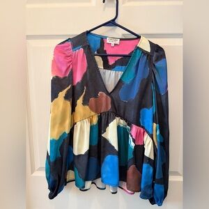 Crosby by Mollie Burch Multicolor Abstract Women's Blouse